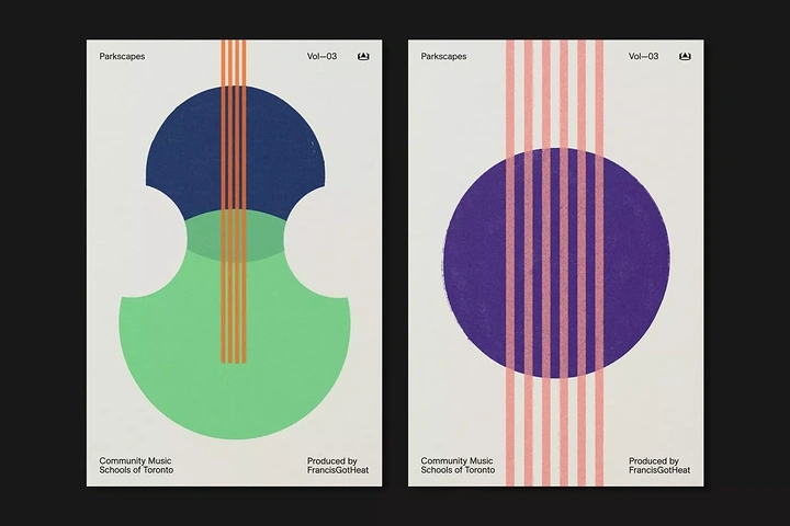Music & Dance Classes creative ad: Abstract geometric music and landscape poster series