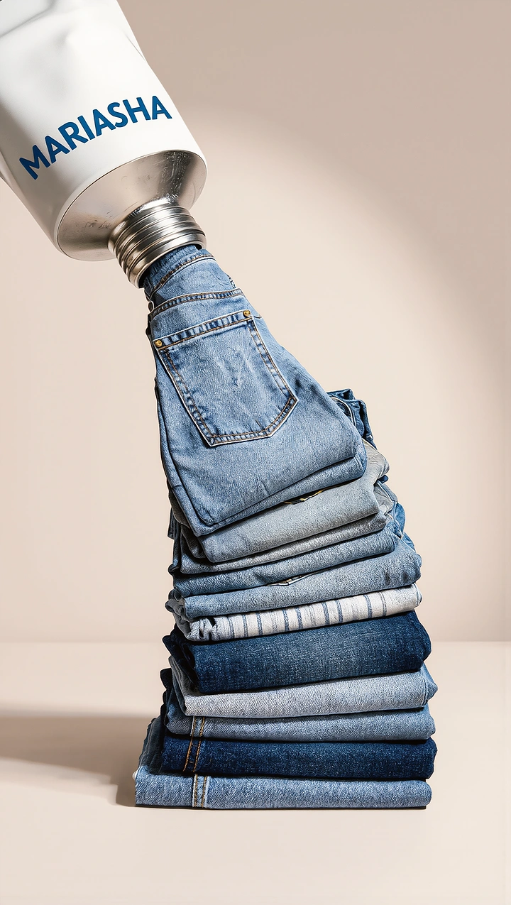 Denim & Jeans Brands creative ad: Jeans stack becomes perfume bottle