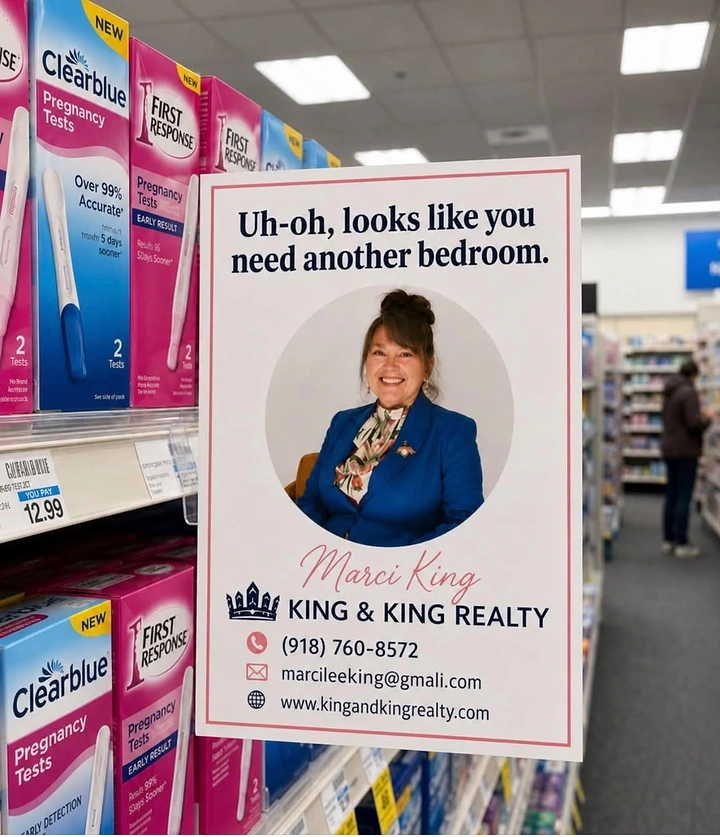 Real Estate Agents creative ad: Ad by pregnancy tests: need another bedroom