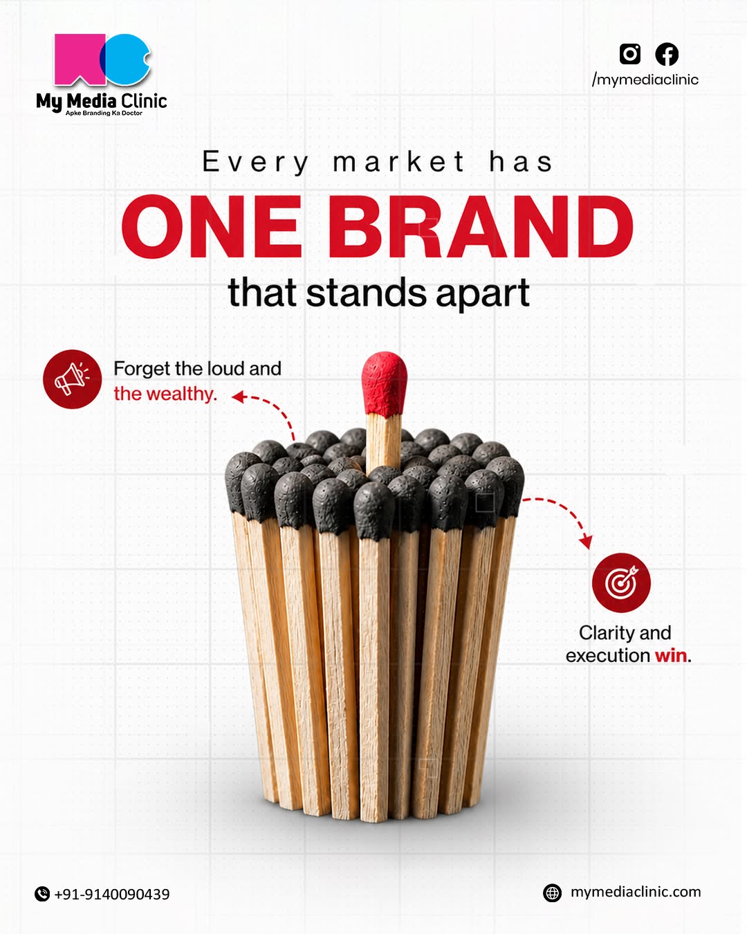 Lone red matchstick as standout brand