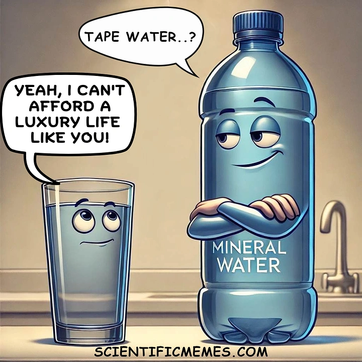 Packaged Drinking Water creative ad: Anthropomorphic bottle affordability joke