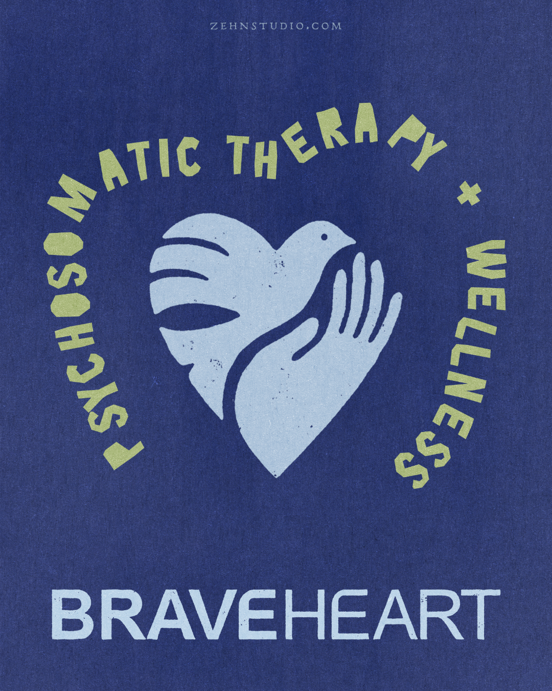 Instagram post: Linocut-style heart formed by a dove and a supporting hand