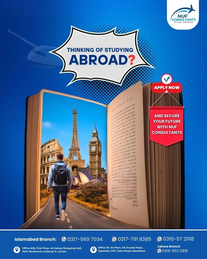 Study Abroad Consultants creative ad: Open book becomes a travel-world portal