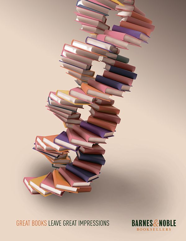 Books stacked into a twisting DNA double-helix