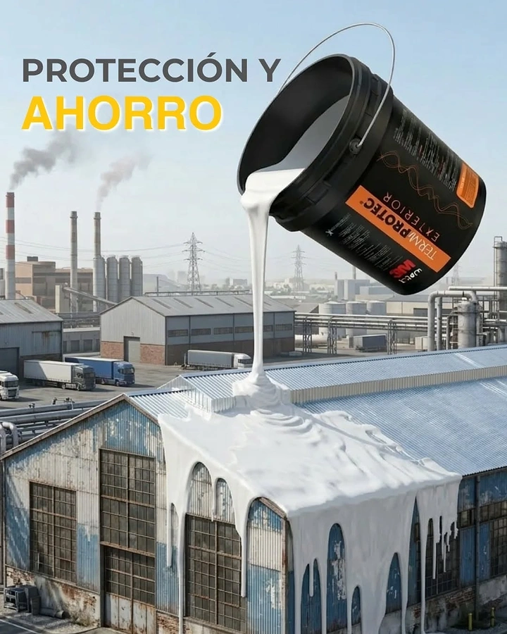 Waterproofing creative ad: Waterproof coating tub angled over leaking roof