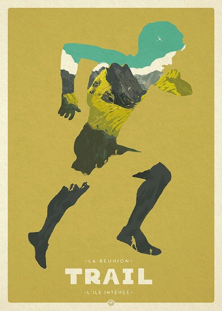 Adventure Sports & Trekking creative ad: Abstract torn-paper trail figure