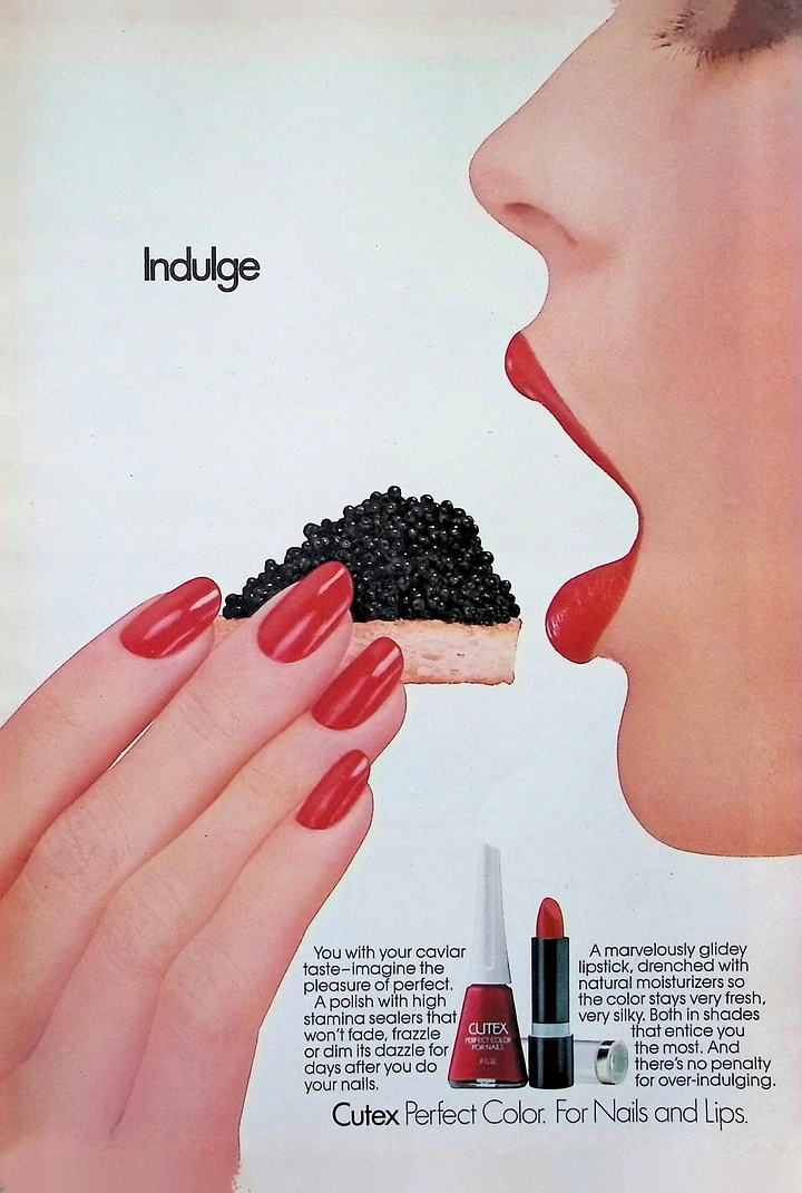 Nail Polish Brands creative ad: Caviar manicure creates indulgence pun