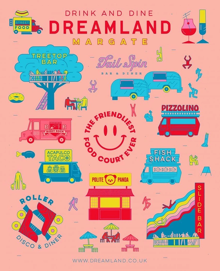 Amusement & Water Parks creative ad: Dreamland park map as icon poster