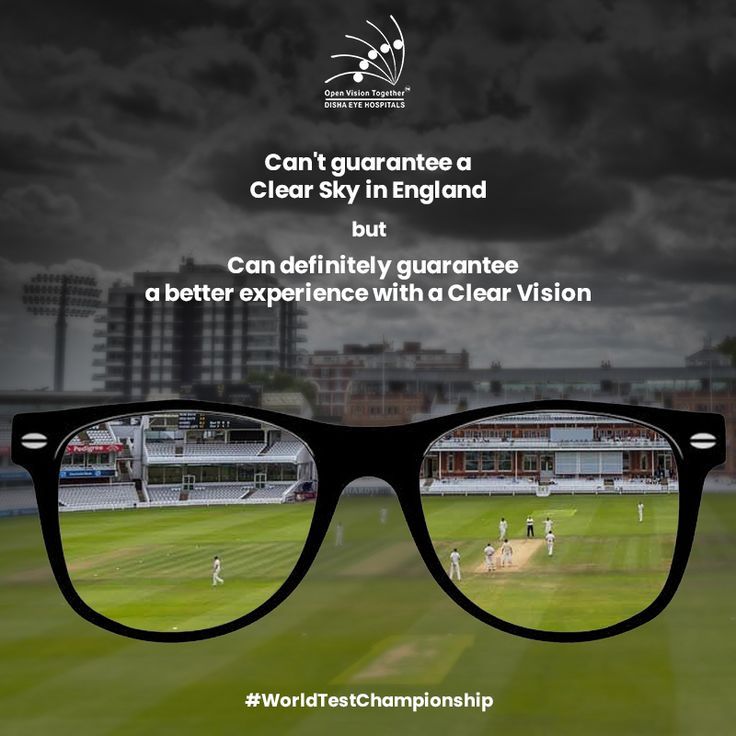 Instagram post: Glasses frame cricket match, witty weather copy