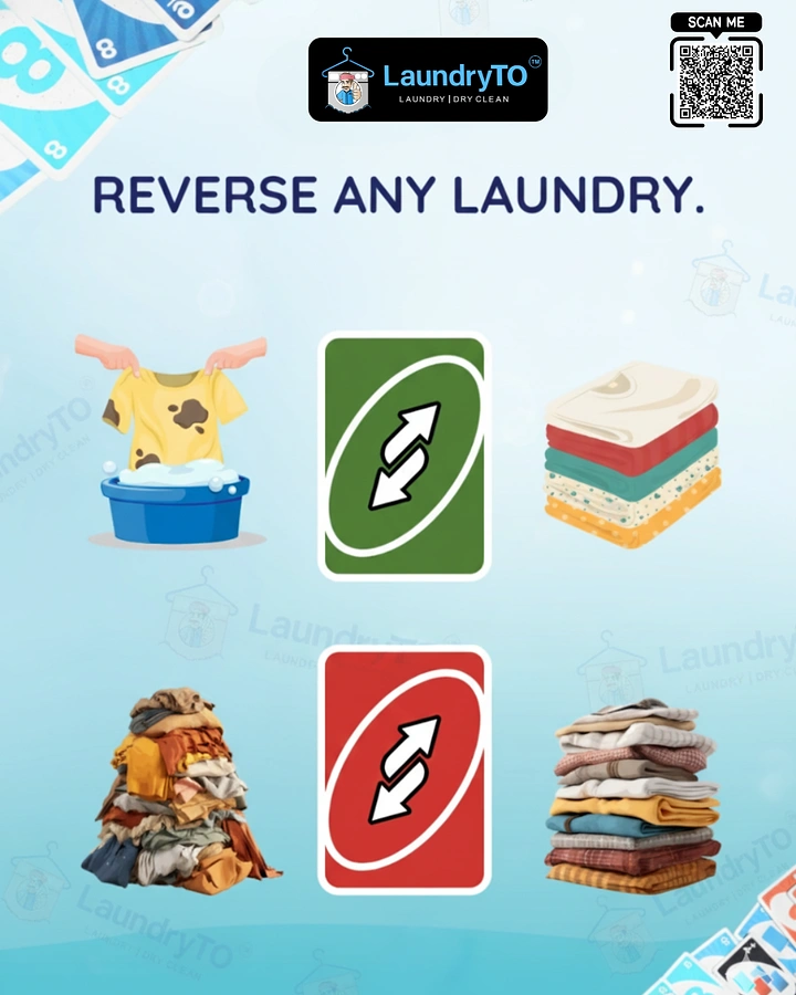 Laundry & Dry Cleaning creative ad: UNO reverse card pun for laundry