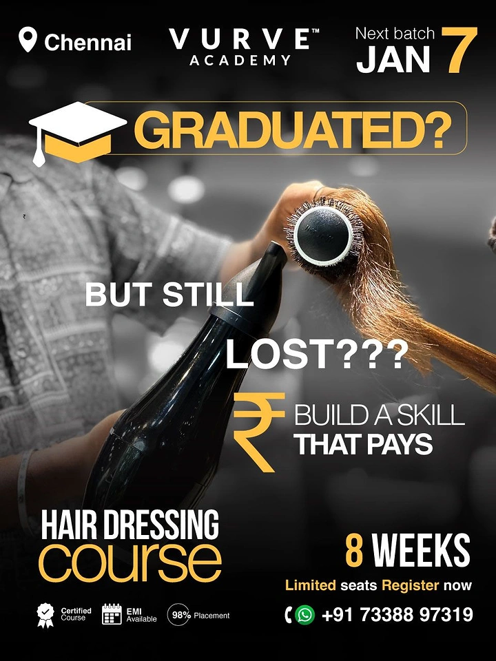 Makeup & Beauty Academies creative ad: Graduation metaphor connects skill-building