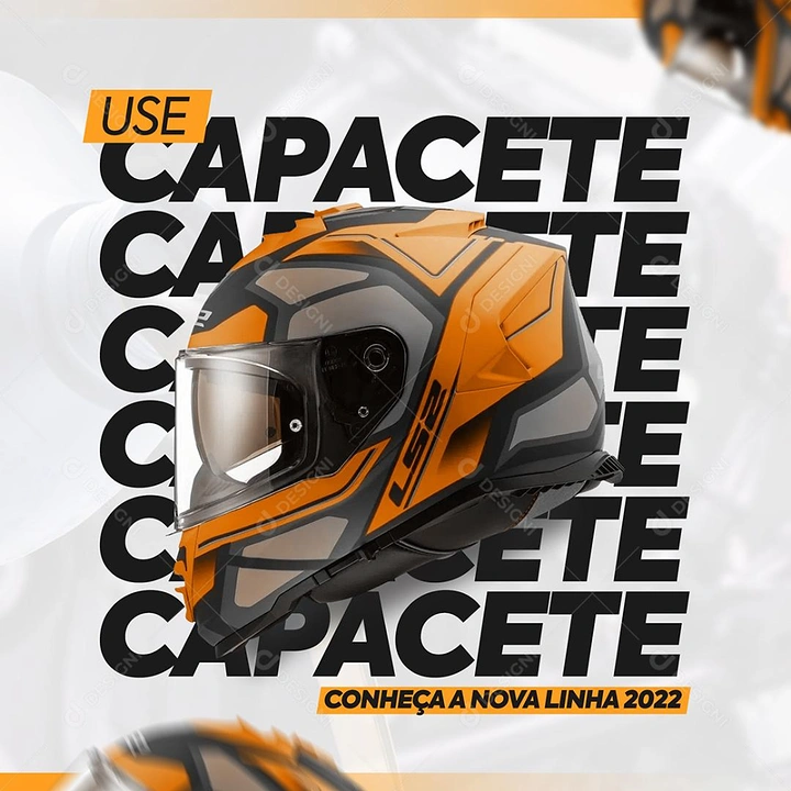 Helmets & Riding Gear creative ad: Repeated type wraps helmet dramatically