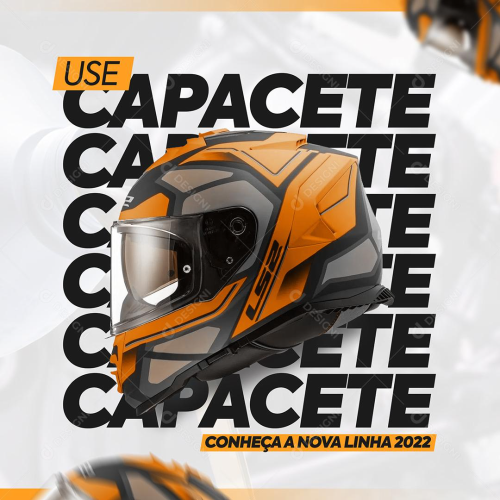 Instagram post: Repeated type wraps helmet dramatically