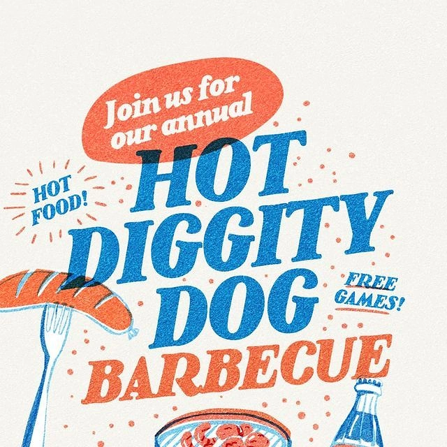 BBQ & Grill Restaurants creative ad: Energetic hot-diggety dog wordplay
