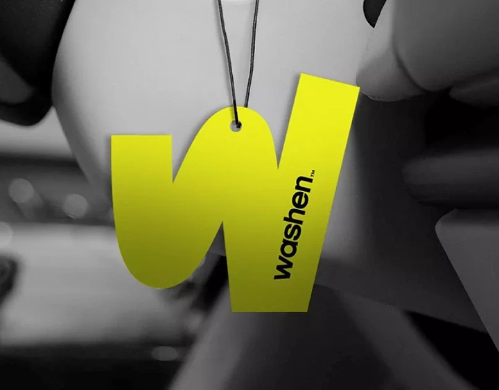 Car Wash & Detailing creative ad: Brand W logo as air freshener