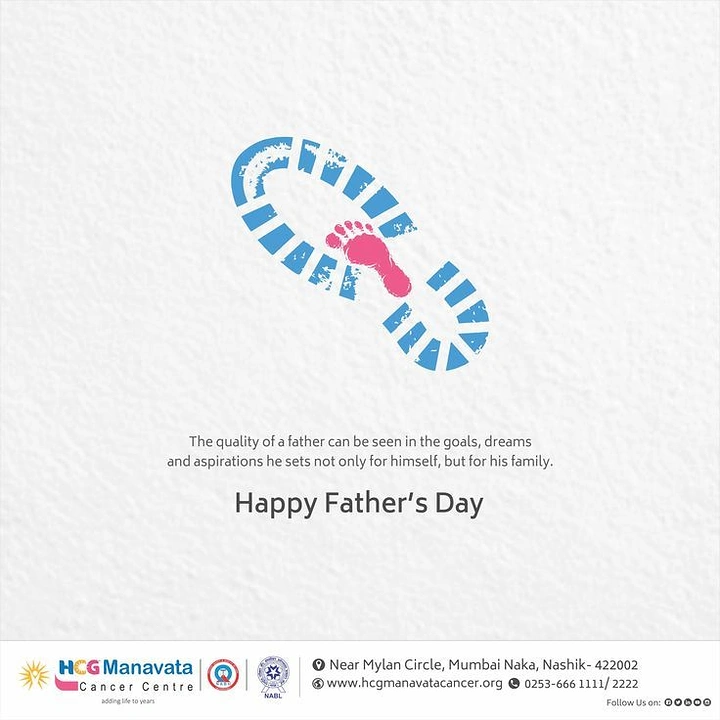 Father's Day creative ad: Small pink baby footprint inside a large blue boot-sole print