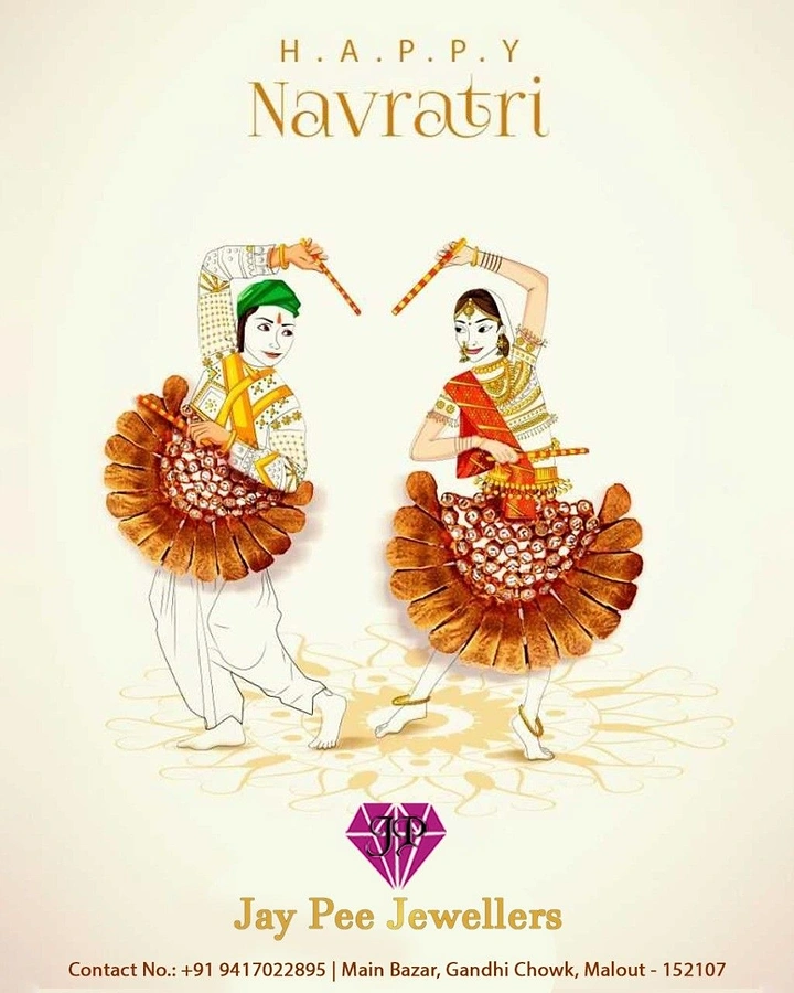 Navratri creative ad: Garba dancers with jewellery-piece skirts