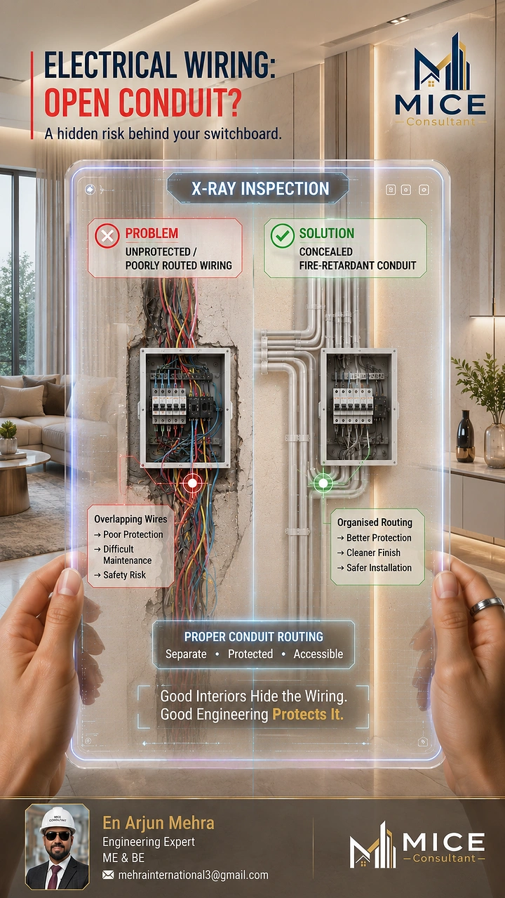 Electricians creative ad: X-ray panel reveals hidden conduit wiring
