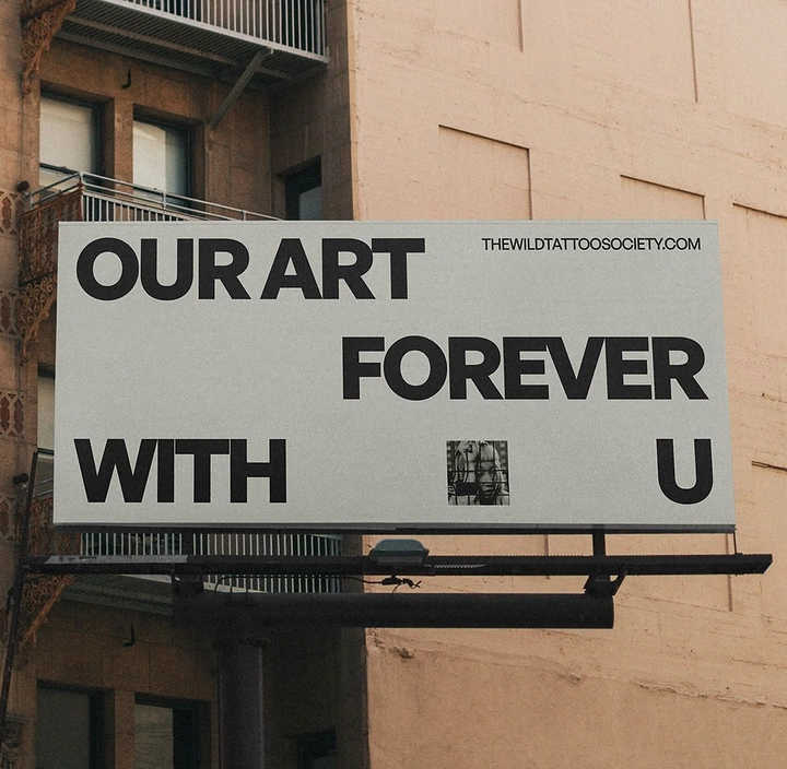 Tattoo Studios creative ad: Billboard pun 'Our art forever with U'
