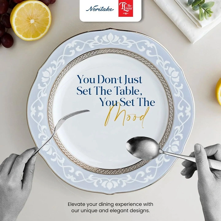 Tableware & Crockery creative ad: Mood-setting copy turns plate into message