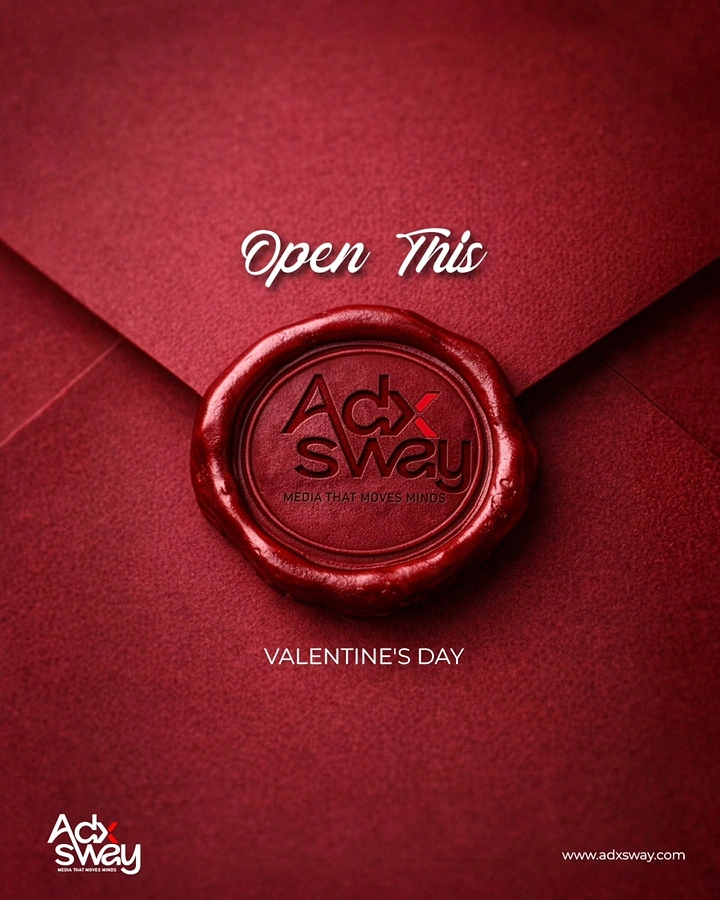 Valentine's Day creative ad: Red wax seal on a red envelope flap