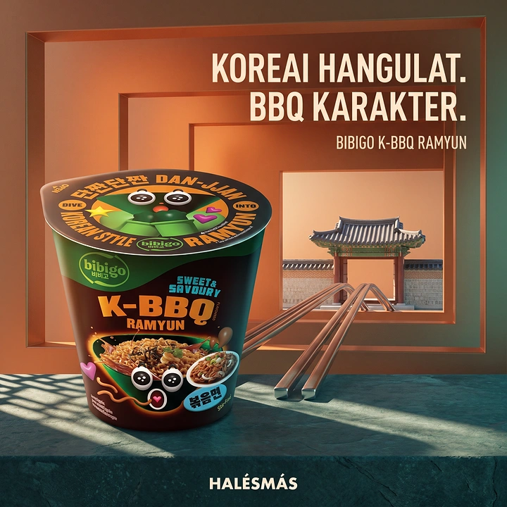 Korean Restaurants creative ad: Ramen package becomes Korean BBQ scene