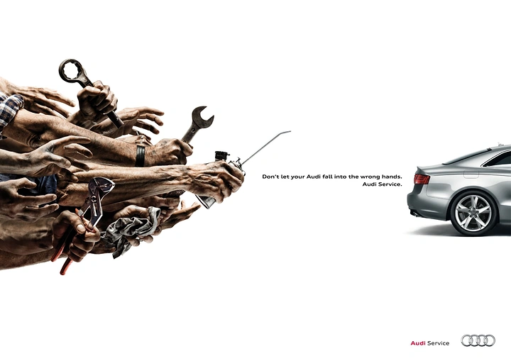 Auto Repair & Garages creative ad: Grabbing hands: don't trust wrong hands