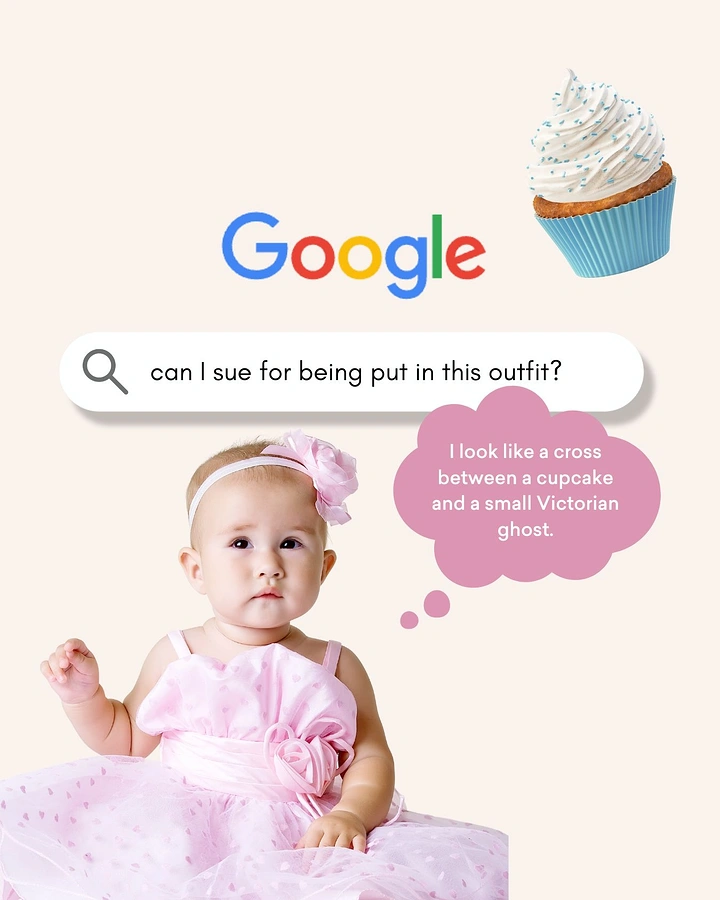 Kids Clothing creative ad: Google search joke about outfit