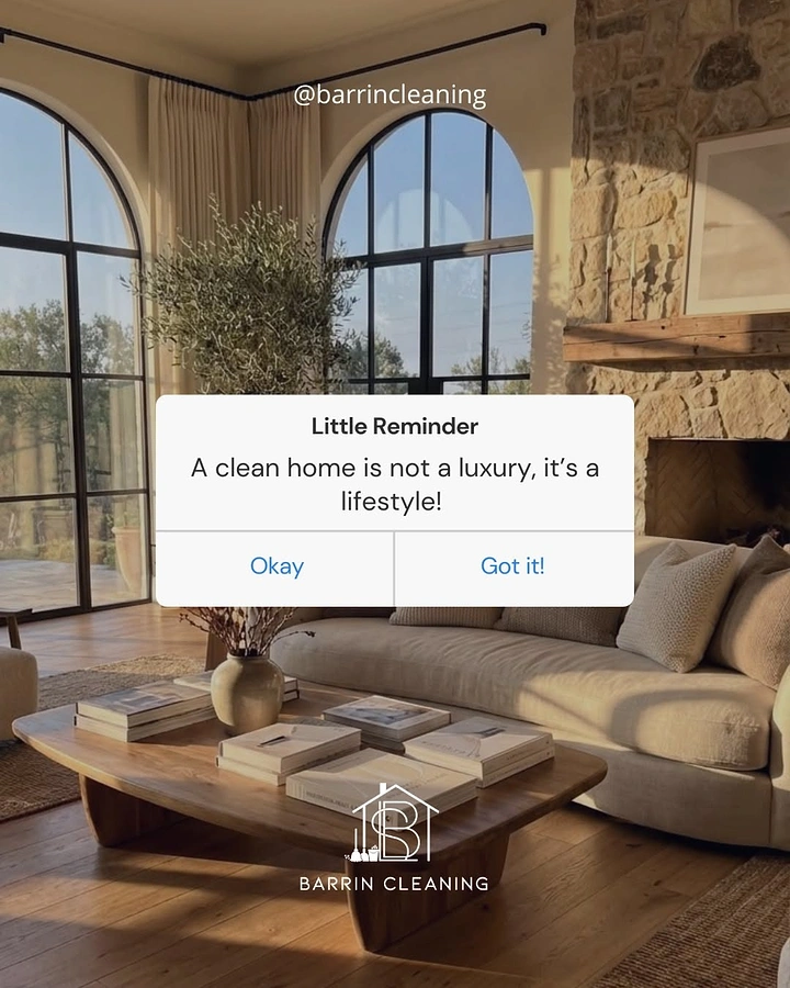 Cleaning Services creative ad: Phone alert dialog as clean-home reminder