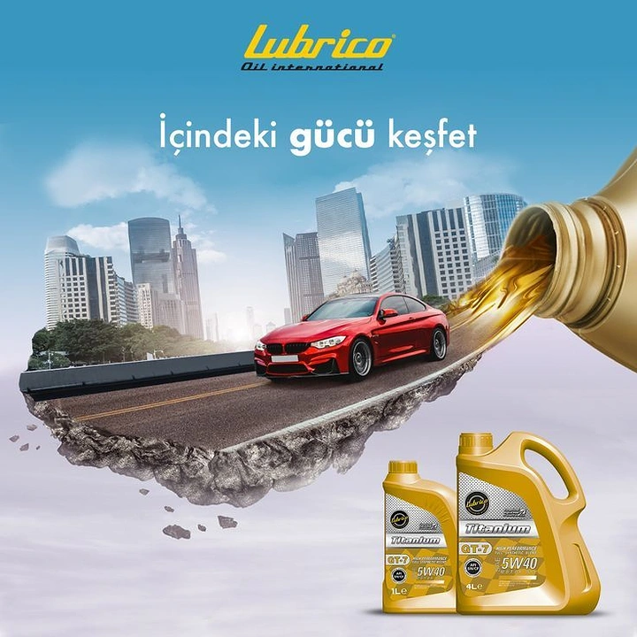 Engine Oil & Lubricants creative ad: Oil ribbon becomes city roadway