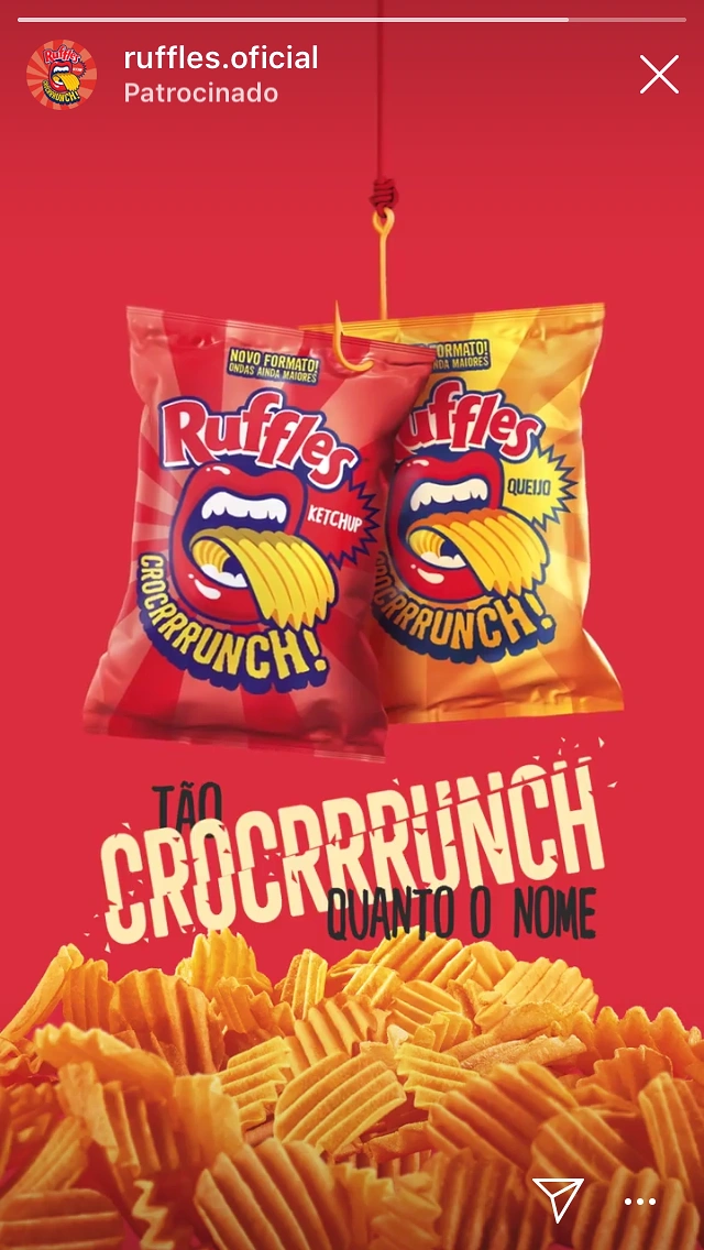 Snacks & Namkeen Brands creative ad: Onomatopoeic 'Crocrrrunch' ridged-chip lettering