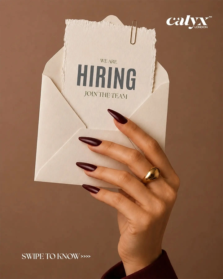 Nail Salons creative ad: Manicured hand pulling hiring letter