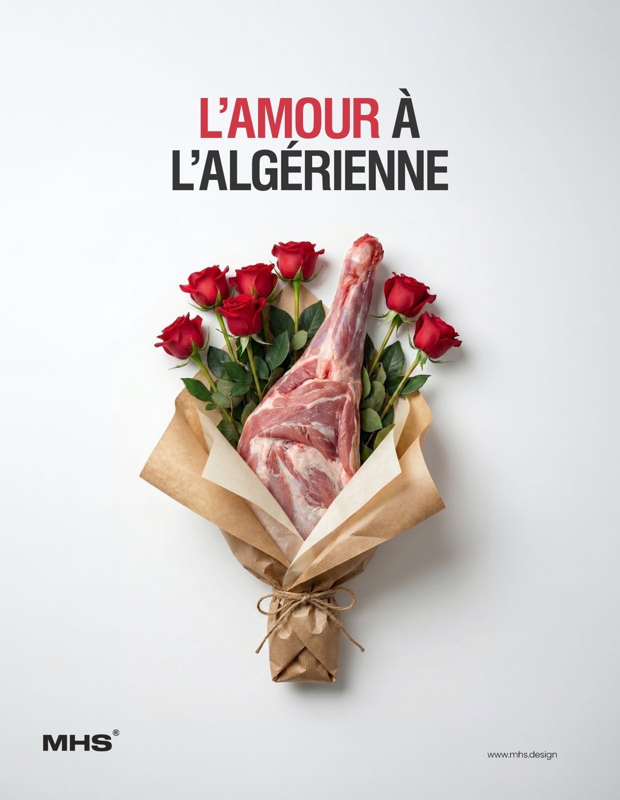 Valentine's Day Instagram post: Raw lamb leg wrapped as a rose bouquet, slide 3