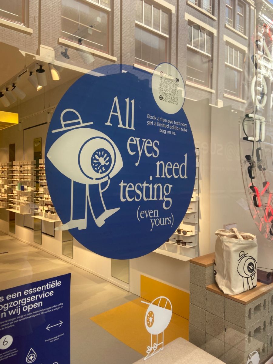 Instagram post: Witty 'All eyes need testing (even yours)'