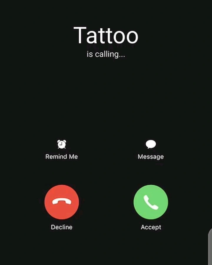 Tattoo Studios creative ad: Incoming-call screen pun: tattoo is calling