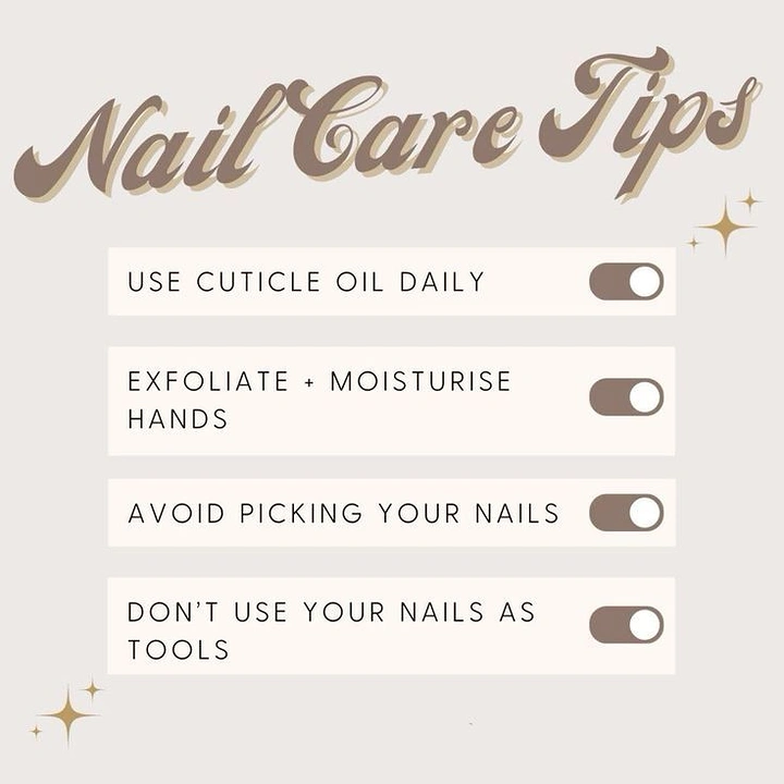 Nail Salons creative ad: Settings toggle switches as care tips