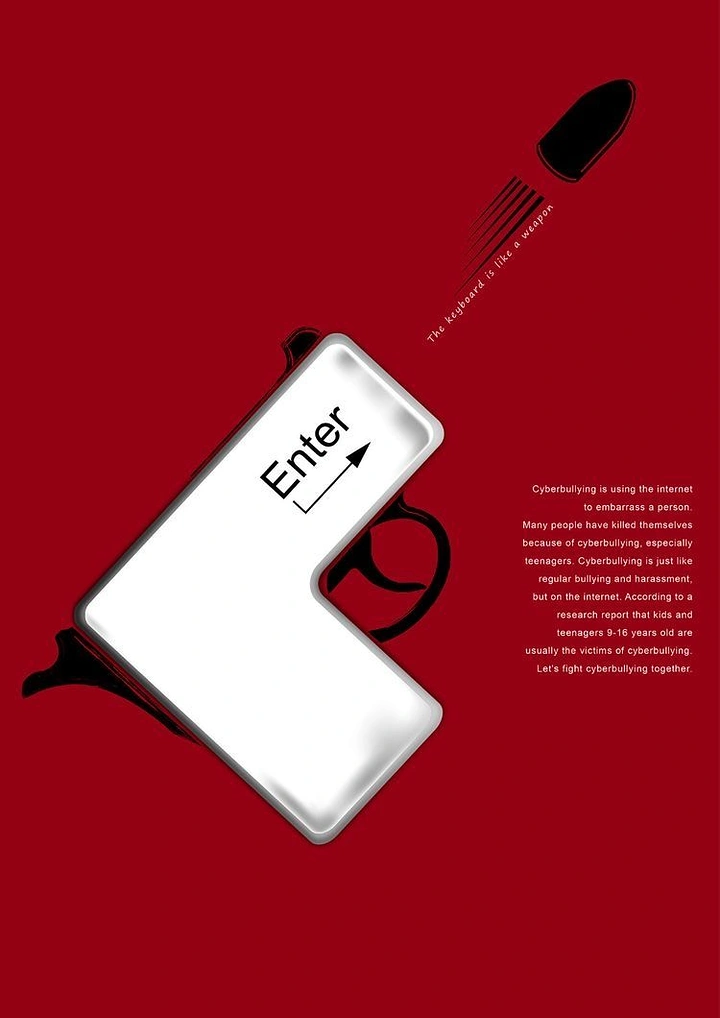 Cybersecurity Companies creative ad: Enter key becomes an alarming weapon metaphor