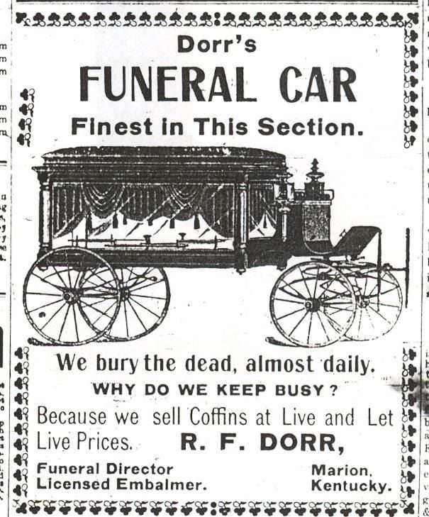 Instagram post: Vintage hearse ad, witty 'keep busy' copy