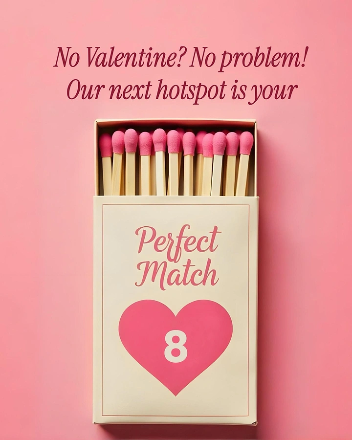 Valentine's Day creative ad: Open matchbox of pink-tipped matches
