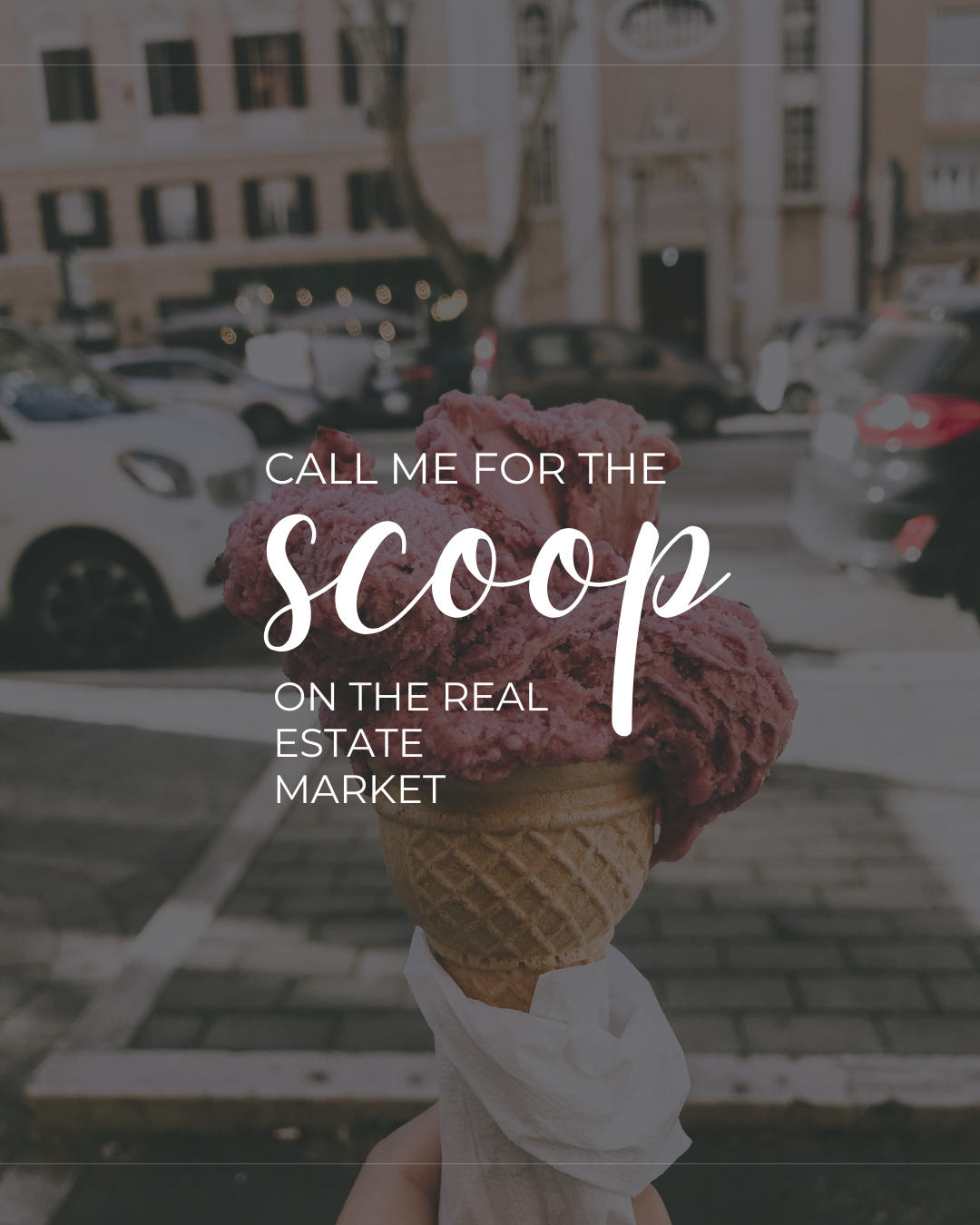 Instagram post: Ice cream cone 'scoop' market pun