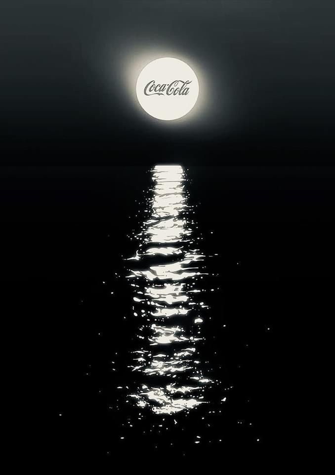 Poster: Brand logo shown as a glowing full moon over a dark sea