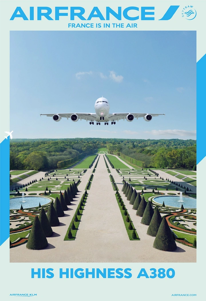 Airlines creative ad: A380 becomes surreal garden centerpiece