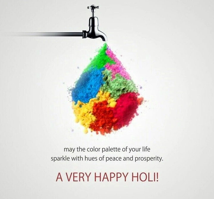 Holi creative ad: Chrome tap releasing a drop made of coloured powder