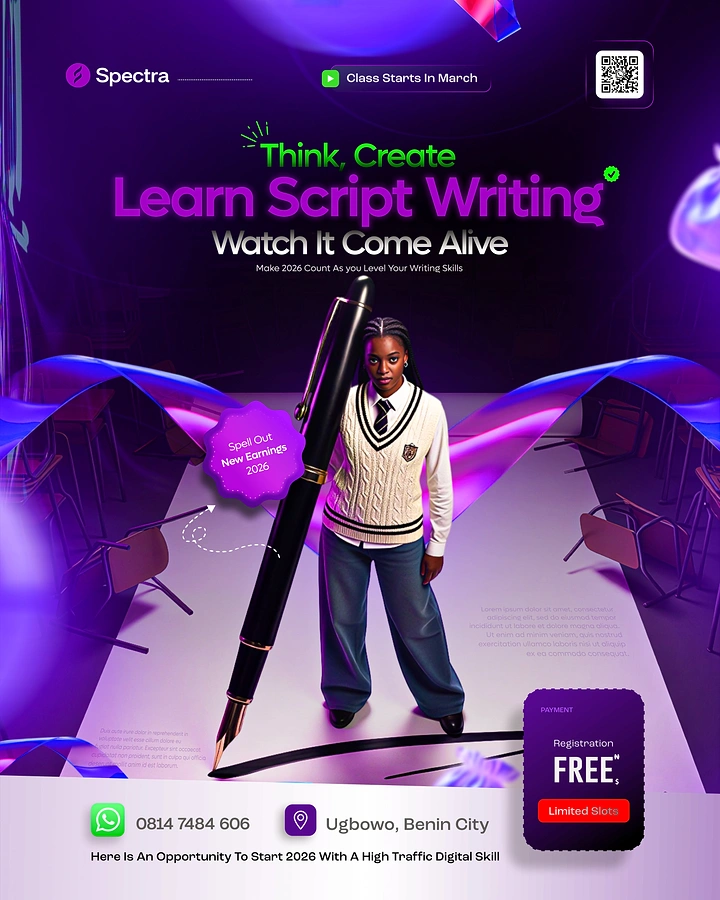Online Courses & E-learning creative ad: Script literally comes alive visually