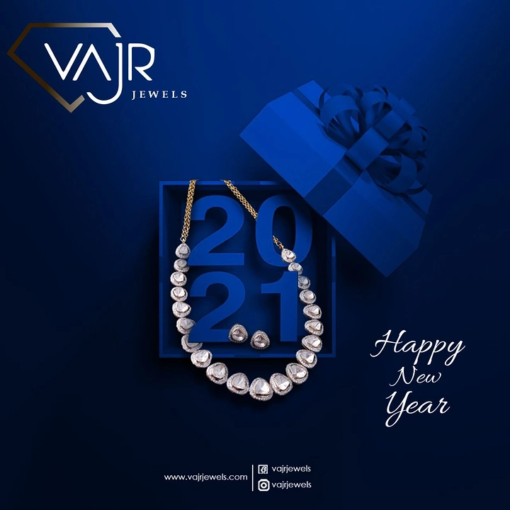 New Year creative ad: Necklace shaped into 2021 from gift box