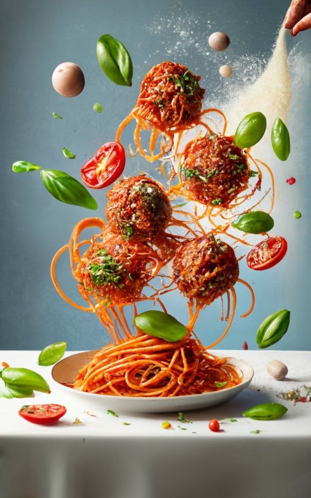 Story: Surreal floating spaghetti and meatballs