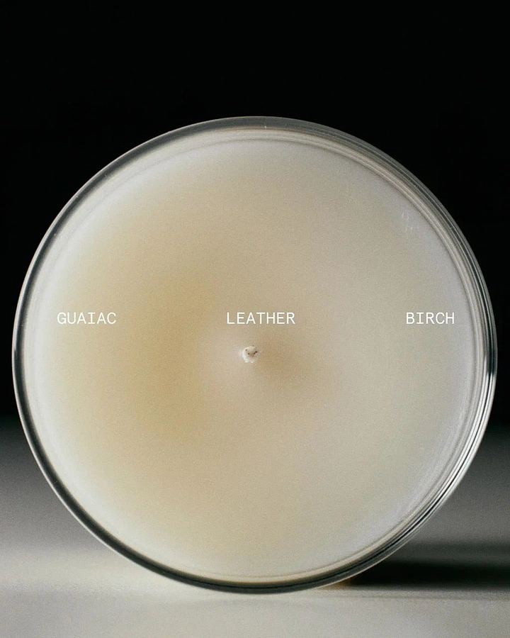 Candles & Home Fragrance creative ad: Top-down wax surface lists scent notes