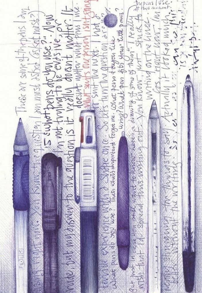 Pens & Writing Instruments creative ad: Handwritten texture turns pens into composition