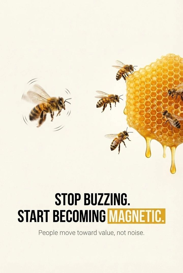 Honey Brands creative ad: Bee pun supports magnetic honey message