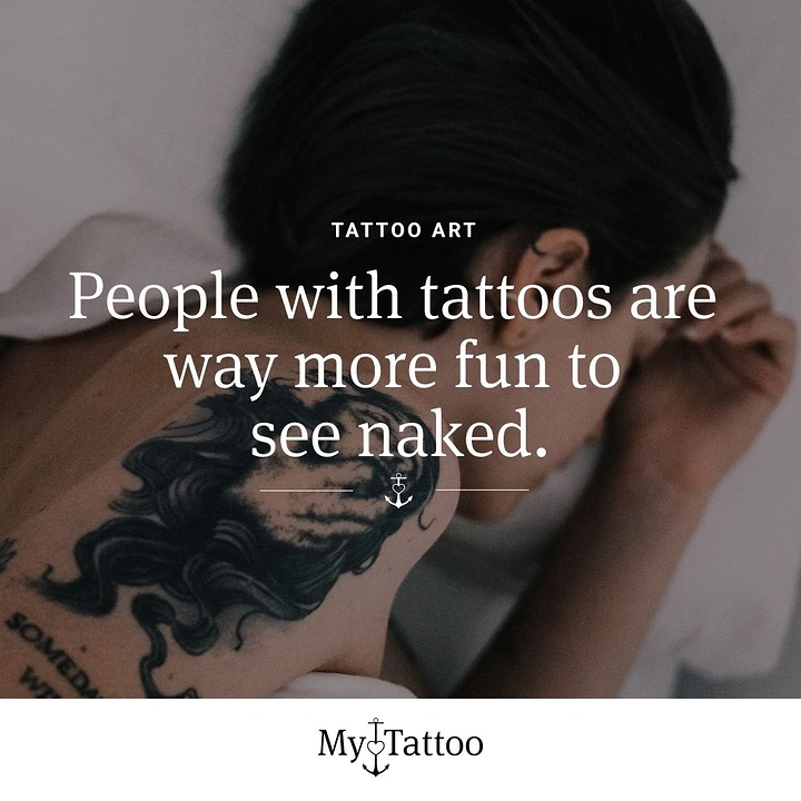 Tattoo Studios creative ad: Cheeky witty copy over elegant tattoo photo